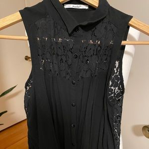 Papaya Black Button Up Tank